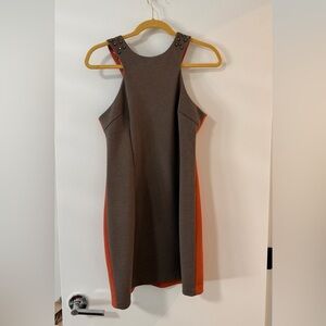 Esley Gray and Orange Studded Mini Dress